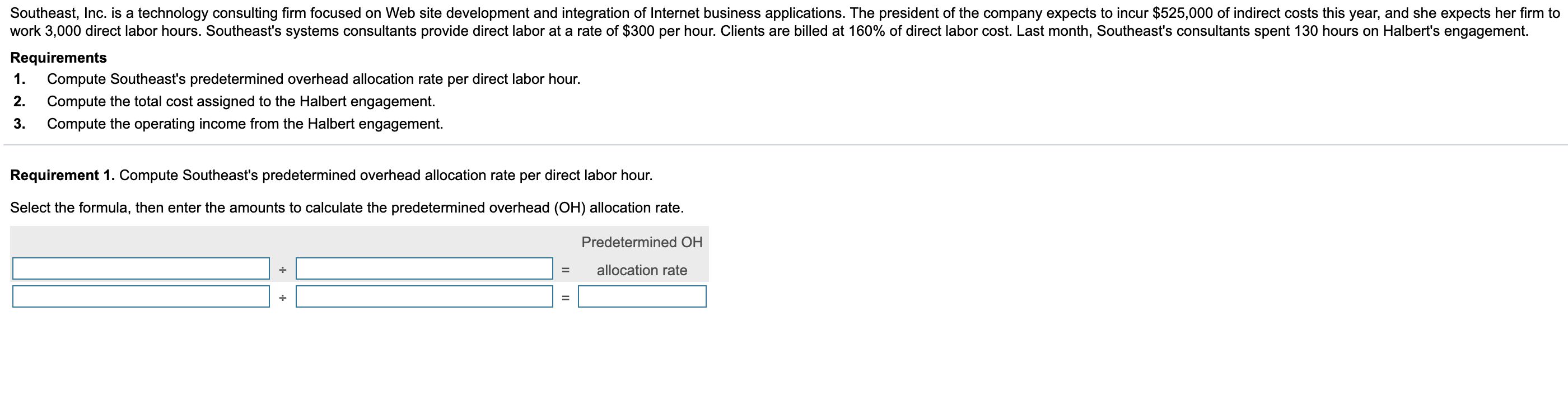 Hello could you do all three requirement, thank you Southeast, Inc. is