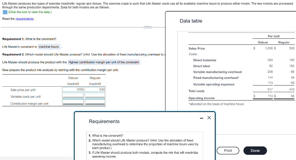 Read the Data table Requirement 1. What is the constraint? Life