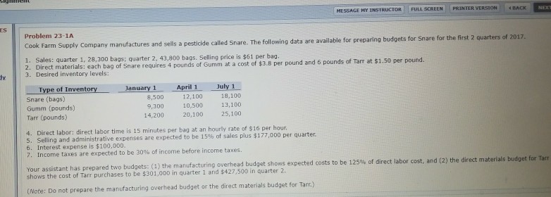  TRUCTOR FULL SCREEN MESSAGE HY INS PRNTER VERSION 1-4 BACK Problem