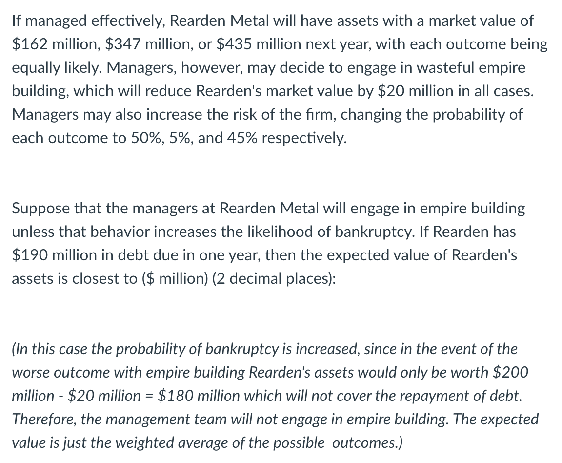 It managed effectively, Rearden Metal will have assets with a market