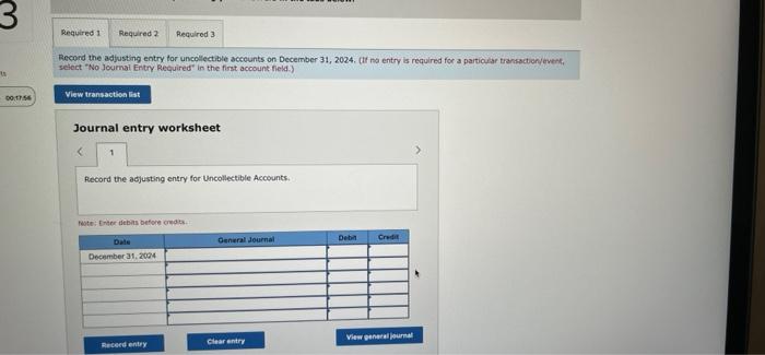 following balances on December 31, 2024, before any adjustment: Accounts Receivable -