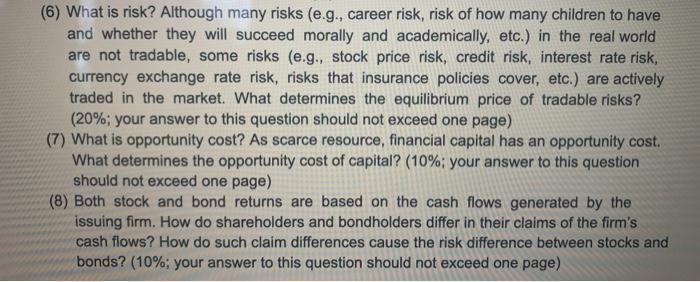 Need help explaining this pls (6) What is risk? Although many risks