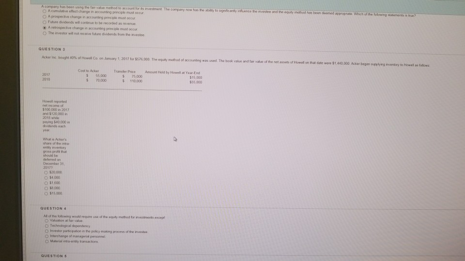 question number 3 A company has been using the fair value