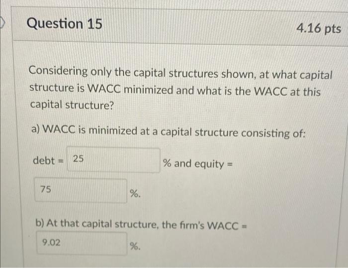 this the same capital structure selected in #10 and #15? a) The