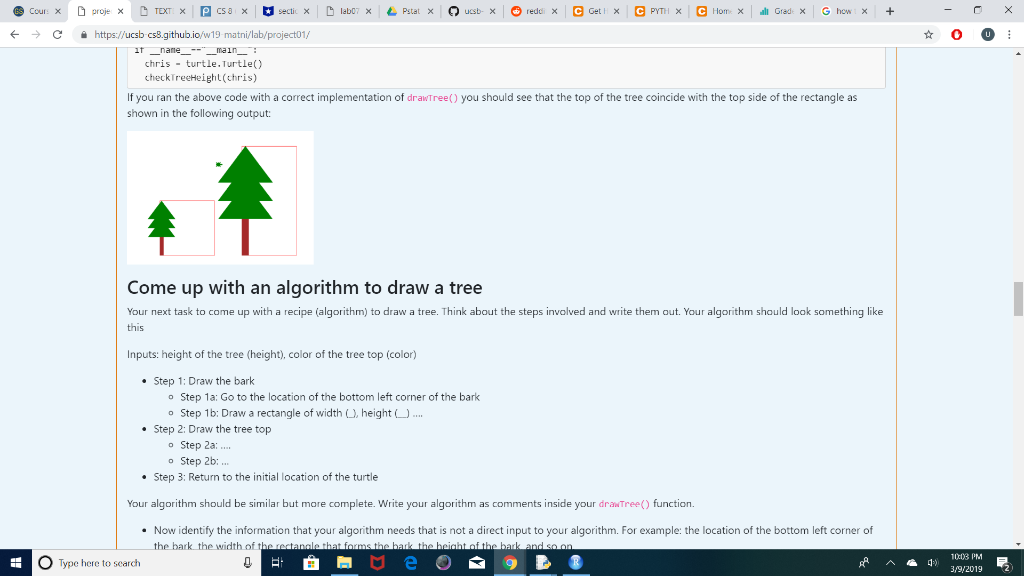 triangles (as shown above) using the basic shape functions from lab03 drawForest():