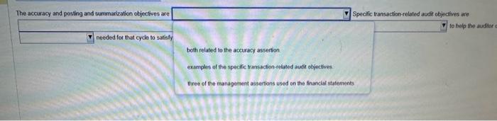 general transaction-related audit objective. These are done for needed for that cycle