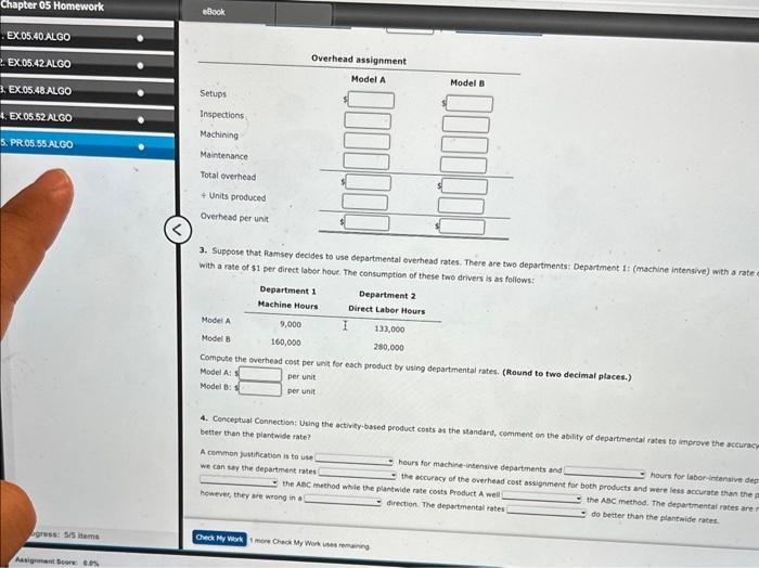 Activity-Based Costing Mamsey Company produces speakers (Model A and Model B). Beth