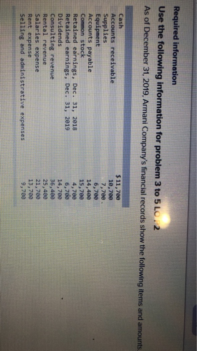  Required information Use the following information for problem 3 to 5