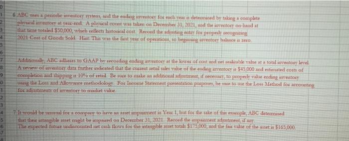  6 ABC mes a periode inventory tem, and the ending inventory