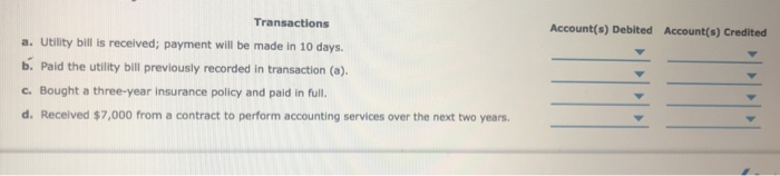 each Identified by a number. Following this list are the transactions. You