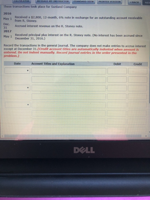  CALCULATC MESSAGE MY NSTRUCTOR STANDARD VIEW PRINTER VERSION | NEX These
