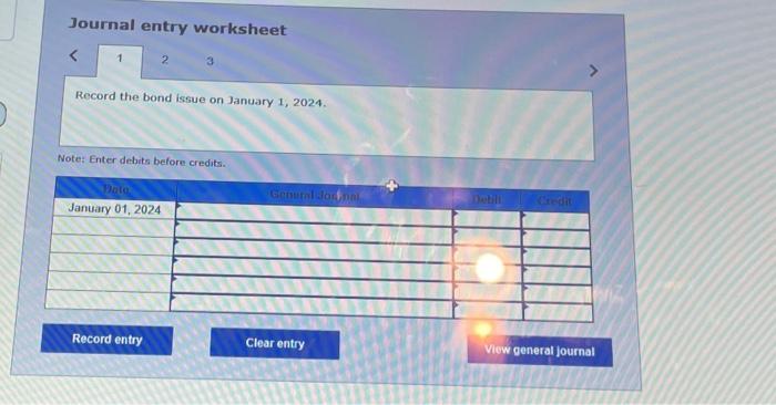 payment on June 30,2024. Note: Enter debate before credits. Complete this question