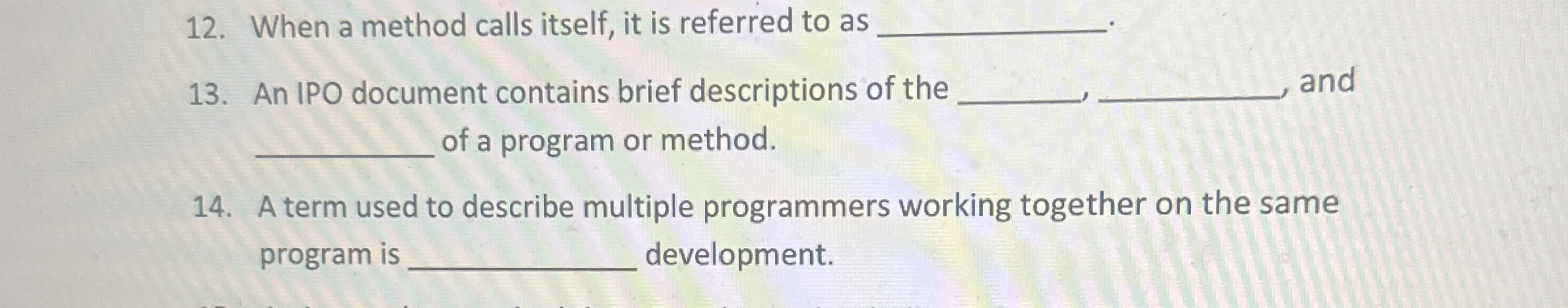  When a method calls itself, it is referred to as. An
