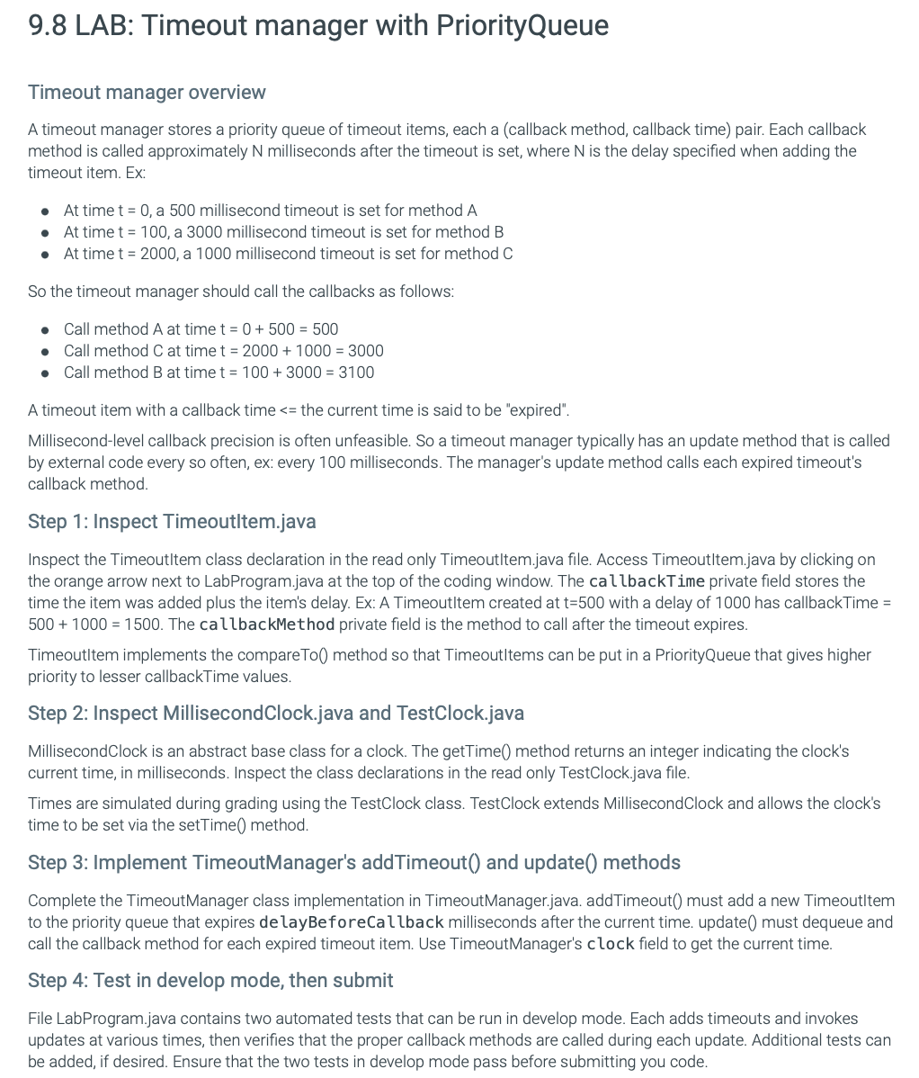 Please write java code only where it indicates. do not change any