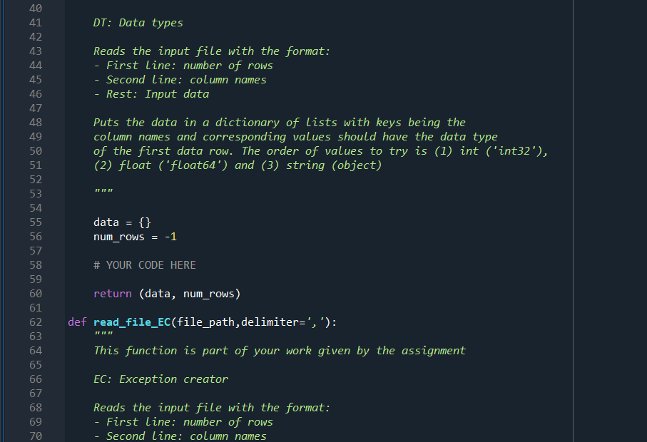 exception handling question. All the details are below and the template for