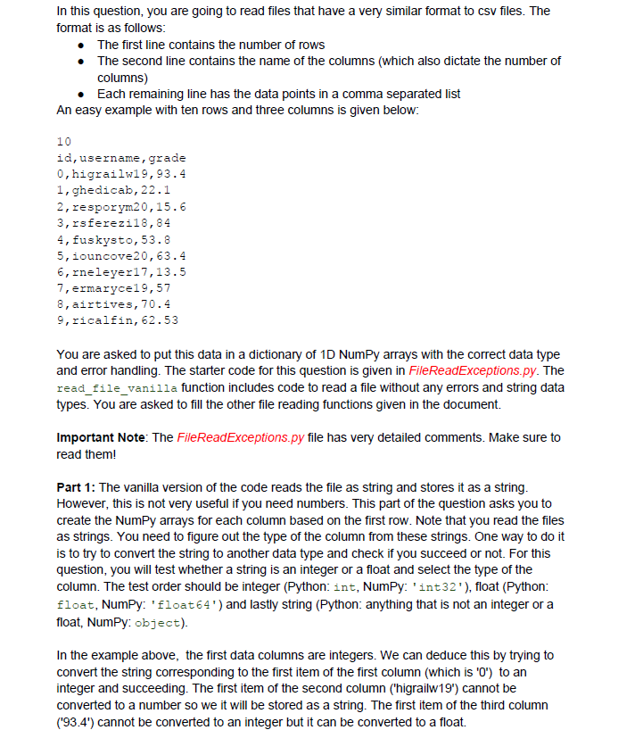 with keys being the column names and values being strings (arbitrary length