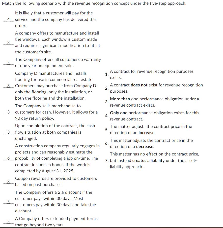 I got some wrong on these ones help please Match the following