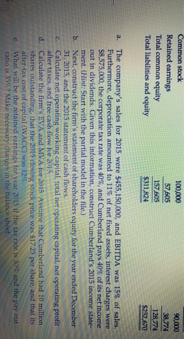 Build a Model.xlsx at the textbook's website. Build a Model: Cumberland Industries'