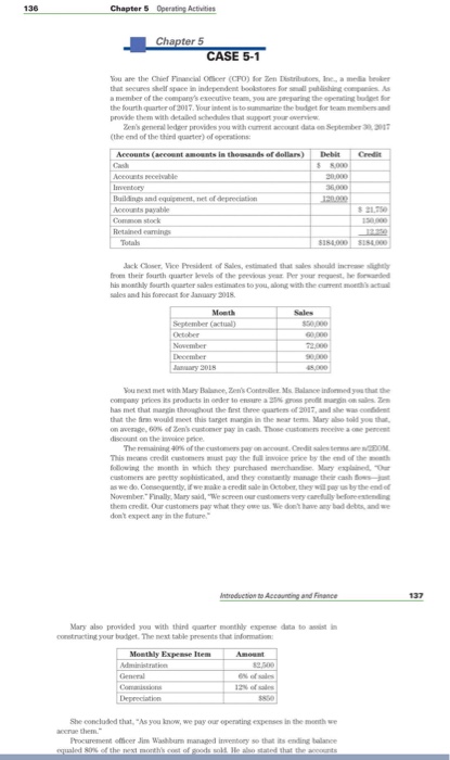  Need help filling out excel sheet (last page) Chapter 5 Operating