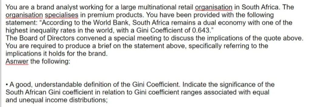 Need a brief answer You are a brand analyst working for a