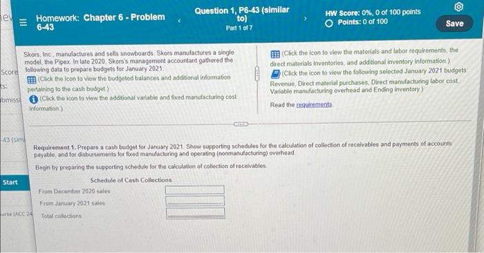  el Homework: Chapter 6 - Problem 6-43 Question 1, P6-43 (similar