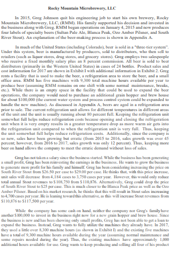 Please do Part 2 and 3 Rocky Mountain Microbrewery, LLC In 2015,