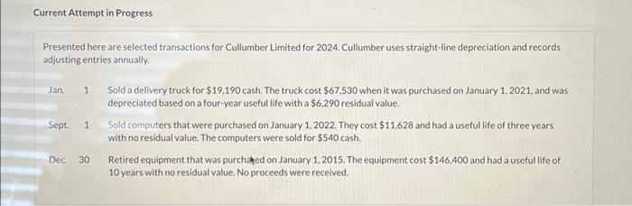 help Presented here are selected transactions for Cullumber Limited for 2024. Cullumber