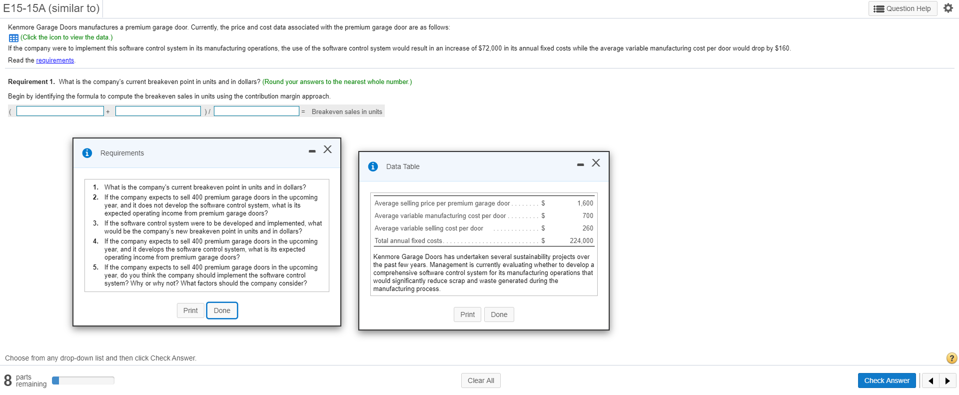 Please help with this question and all the requirements. Thank you! E15-15A