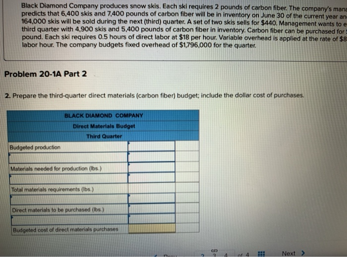P1 {The following information applies to the questions displayed below.) Black Diamond