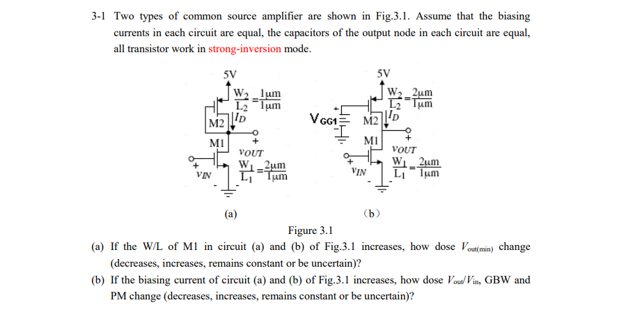  3-1 Two types of common source amplifier are shown in Fig.3.1.