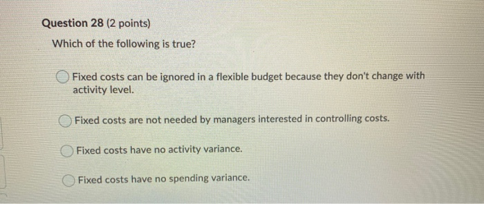 Budget 27 the Cash Collections Budget Question 25 (2 points) The cash