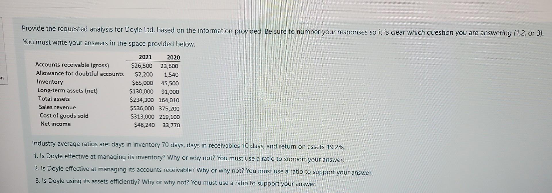 Provide the requested analysis for Doyle Ltd. based on the information