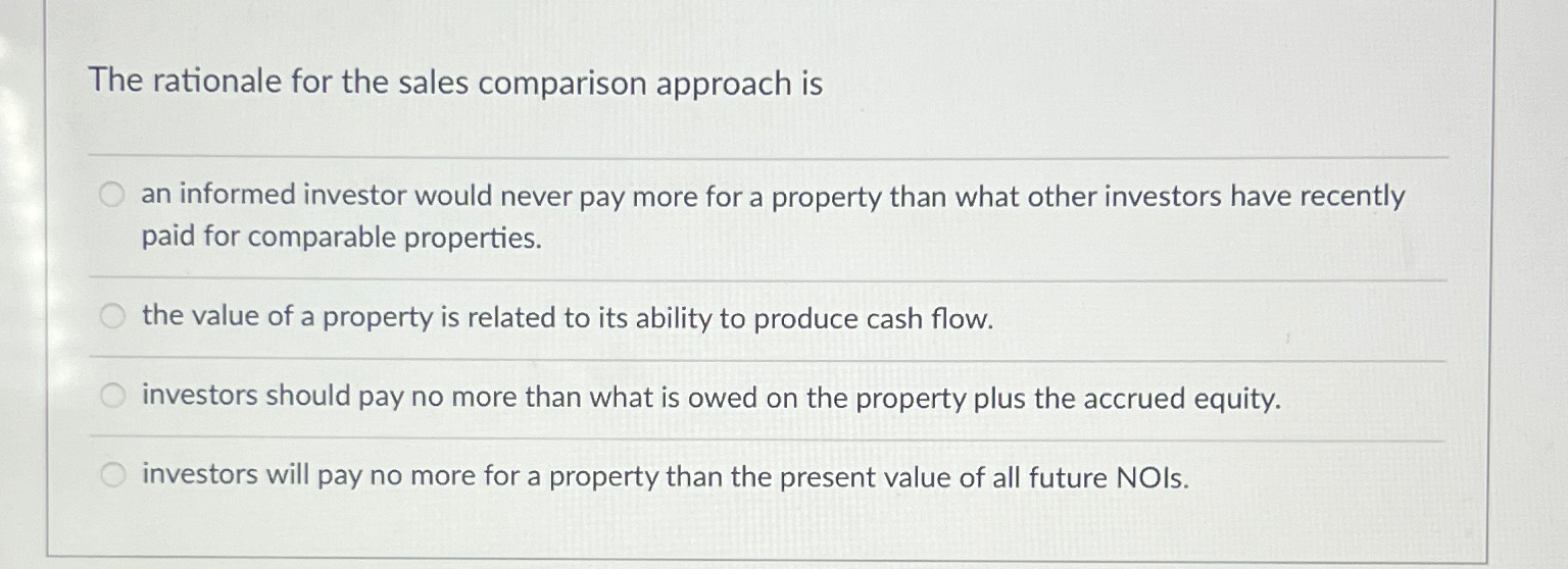 The rationale for the sales comparison approach is an informed investor