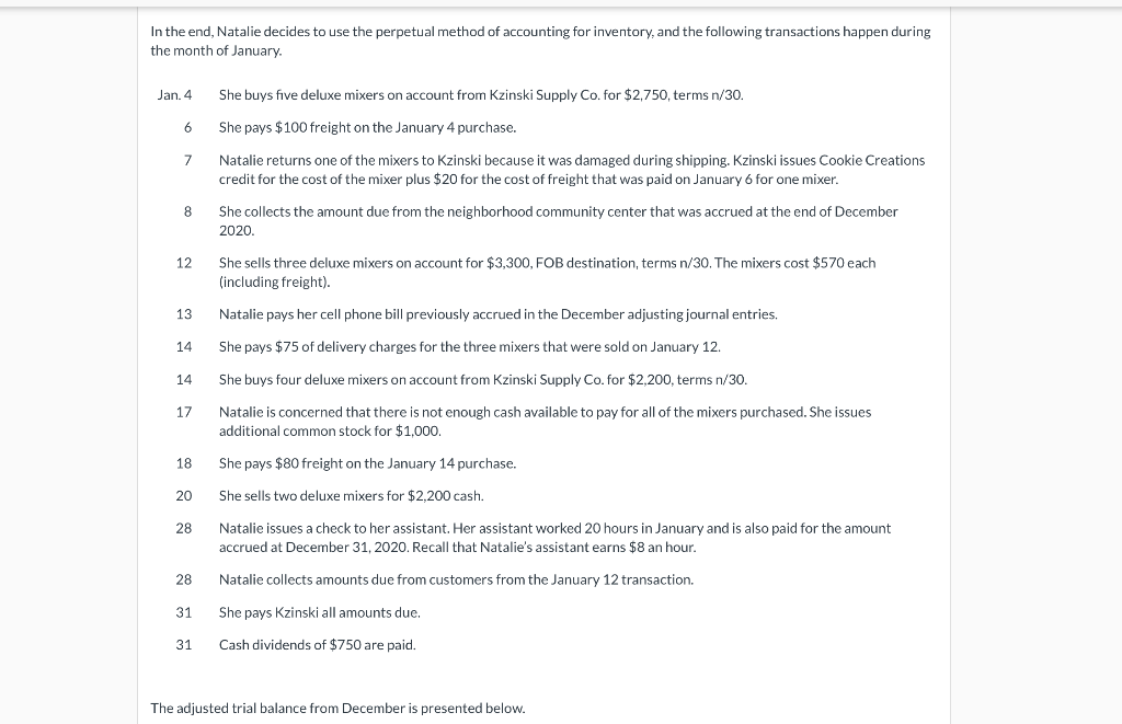 PART 2 )Because Natalie has had such a successful first few months,