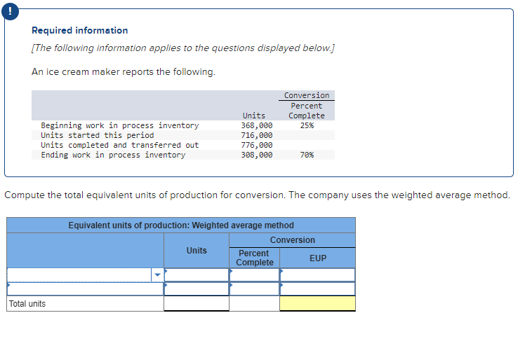 6.) USE THE CHART PROVIDED TO ANSWER THE QUESTION PLEASE Required information