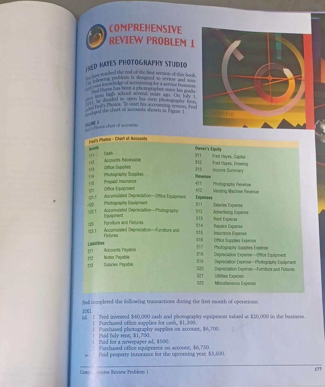  solution COMPREHENSIVE REVIEW PROBLEM I FRED HAYES PHOTOGRAPHY STUDIO wer have