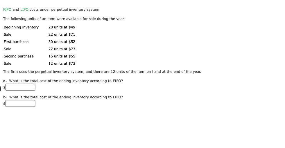 units of an item available for sale during the year were as