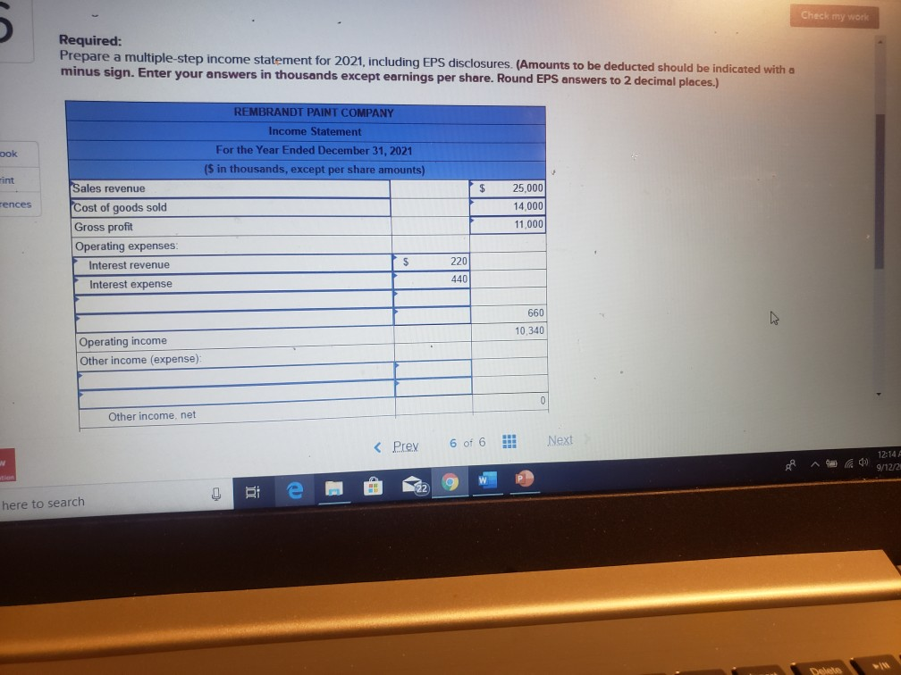 including EPS disclosures. (Amounts to be deducted should be indicated with a