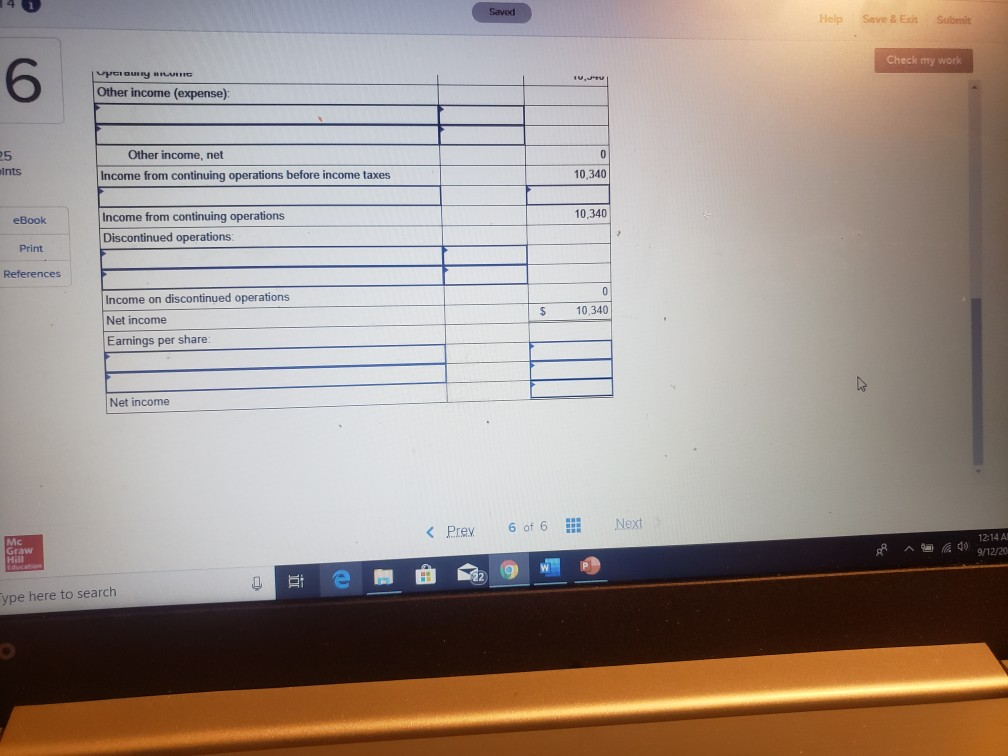 minus sign. Enter your answers in thousands except earnings per share. Round
