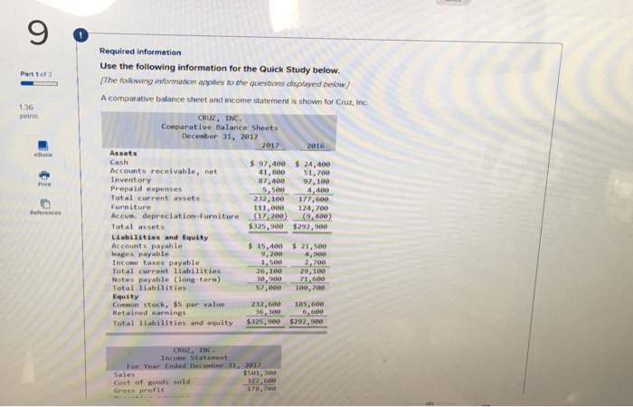  0 Required information Use the following information for the Quick Study