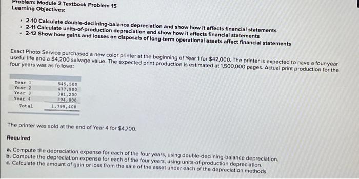 only C is needed Problem: Module 2 Textbook Problem 15 Learning Objectives: