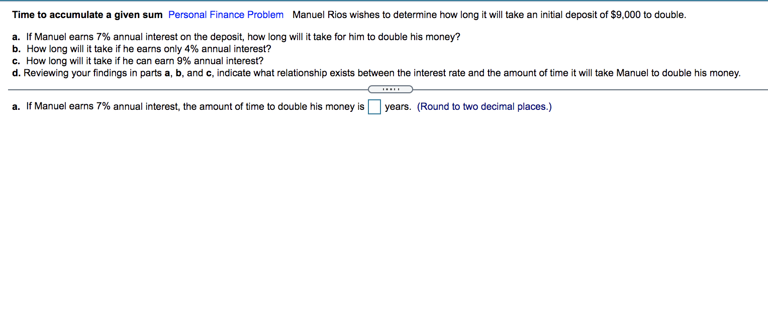  Time to accumulate a given sum Personal Finance Problem Manuel Rios