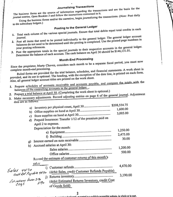 or source documents dated April 1 through April 15. -Record the purchase