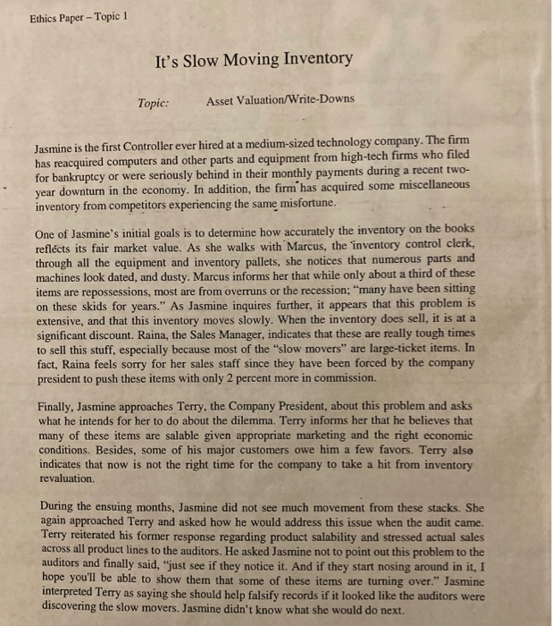  auditing ehtics paper . whats wrong with the situation? Ethics Paper