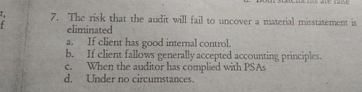  LLLLLS E 7. The risk that the audit will fail to
