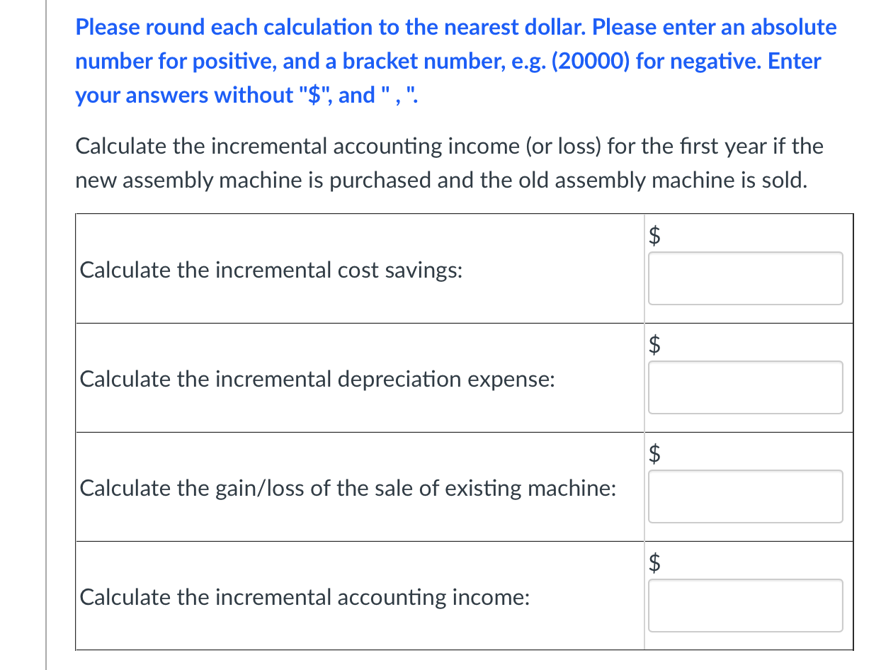 energy efficient machine. The current market value of the existing machine is