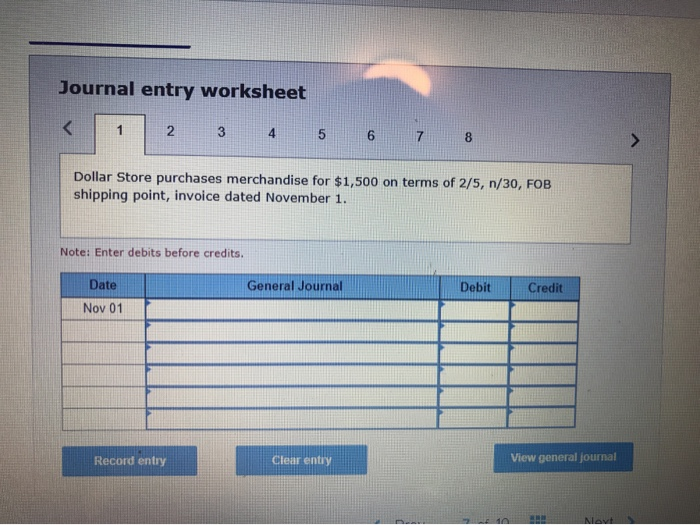 Dollar Store, Nov. 1 Dollar Store purchases merchandise for $1,500 on terms
