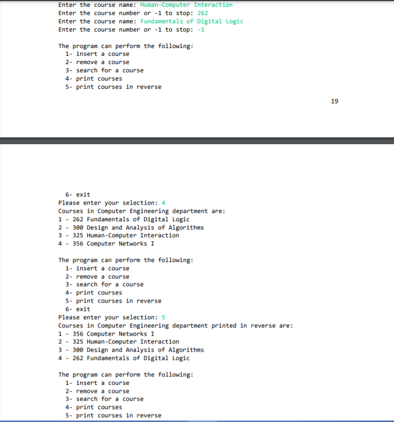 // link next private Course prev; // link previous Your class should