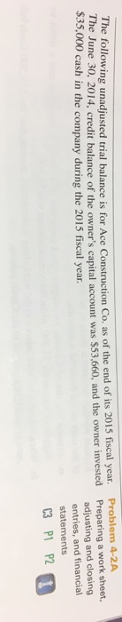  An adjusting entry, closing entry and income statement for this problem.