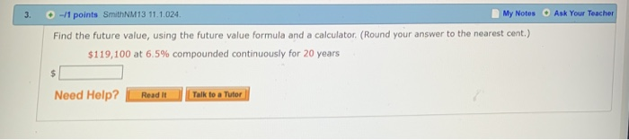 | Previous Answers SmithNM13 11.1.023 My Notes Ask Your Teacher Find the
